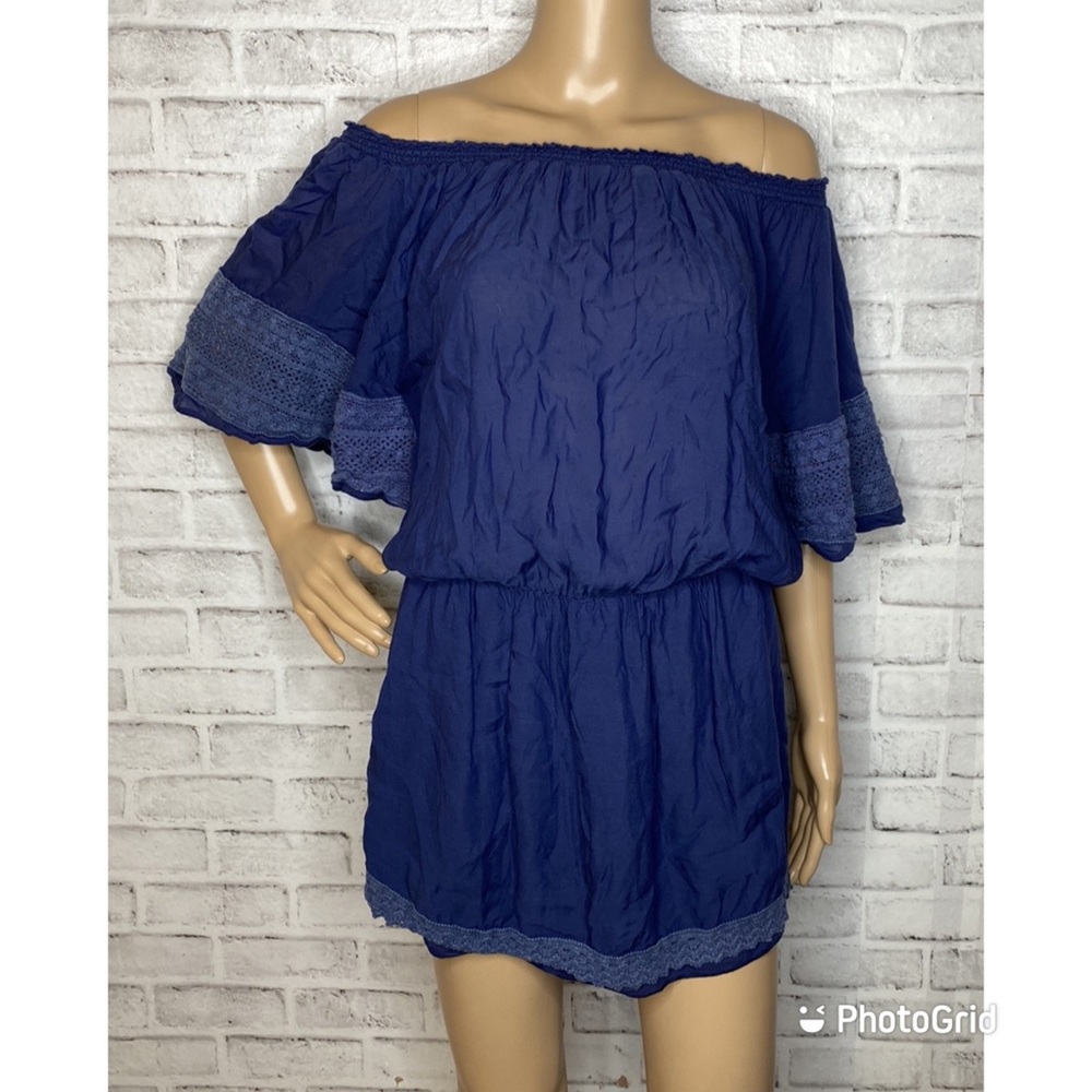 Melissa Odabash ruffle flounce navy coverup mini dress